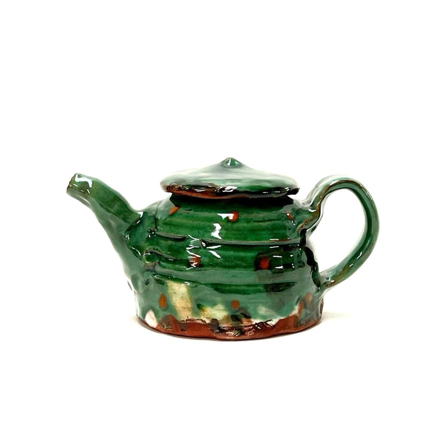 Green Teapot with Polka Dots