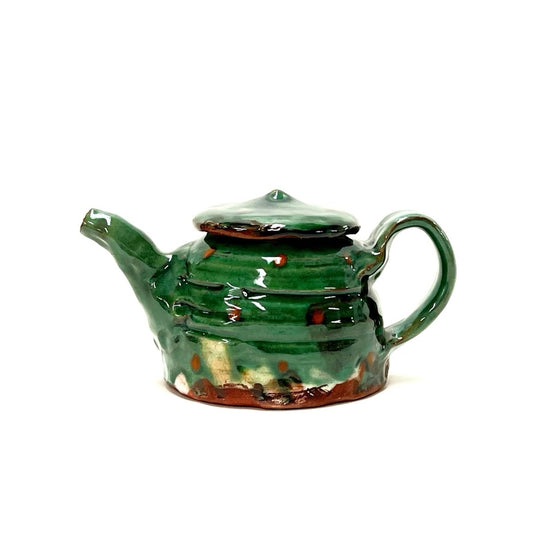 Green Teapot with Polka Dots